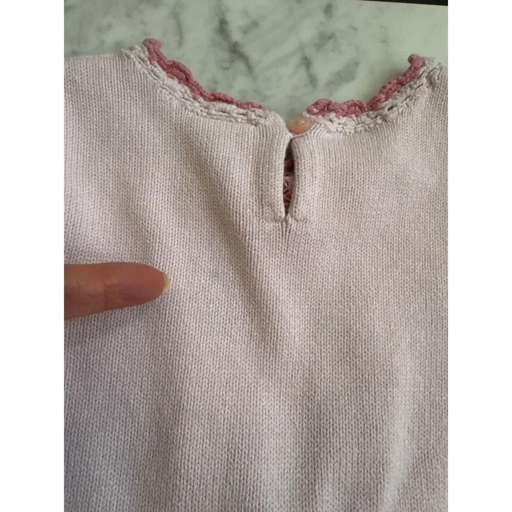Gymboree Girls Pink Cotton Knit Floral Embroidered Sweater Dress Size 6 Vintage